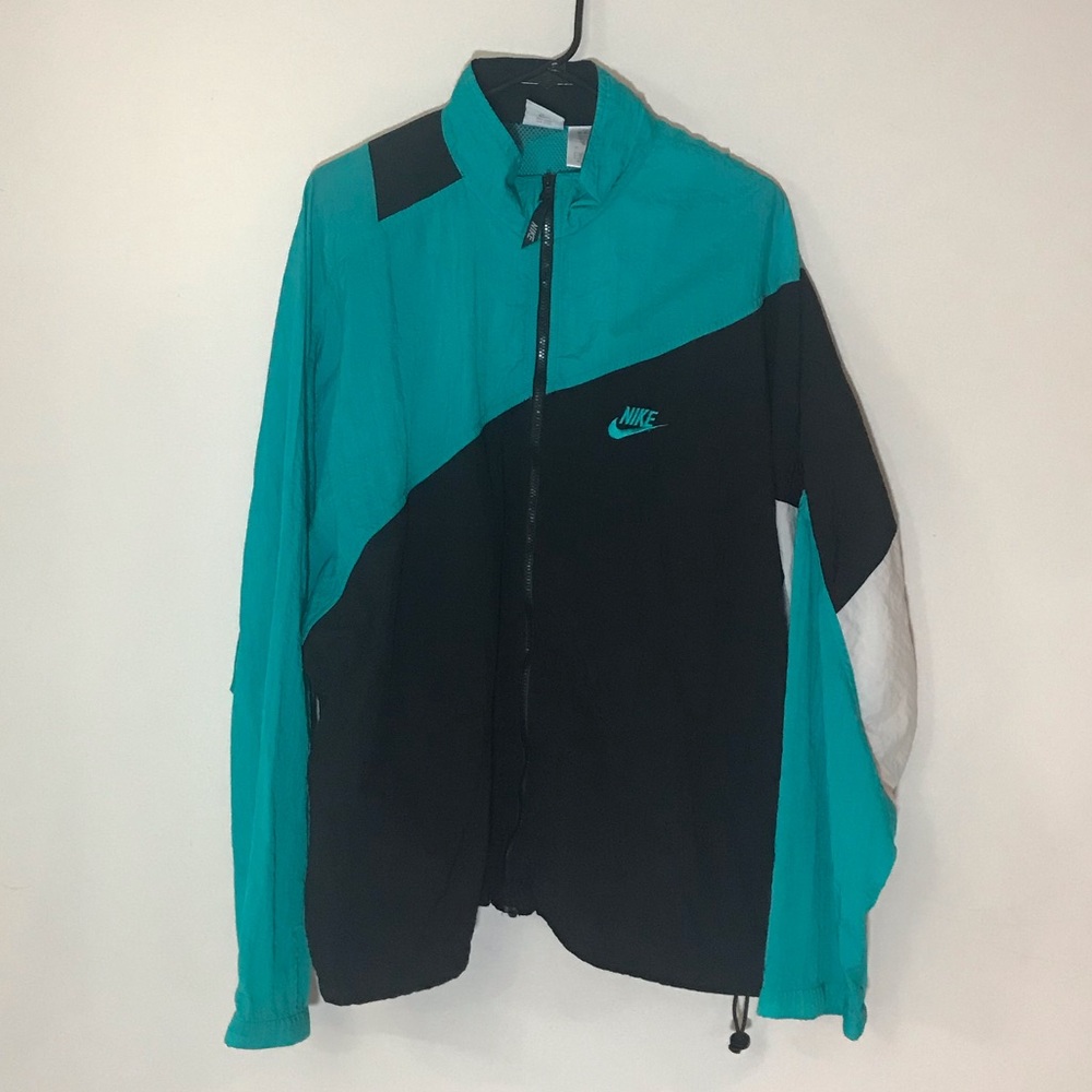 Vintage Nike Athletic Teal and Black Track Jacket